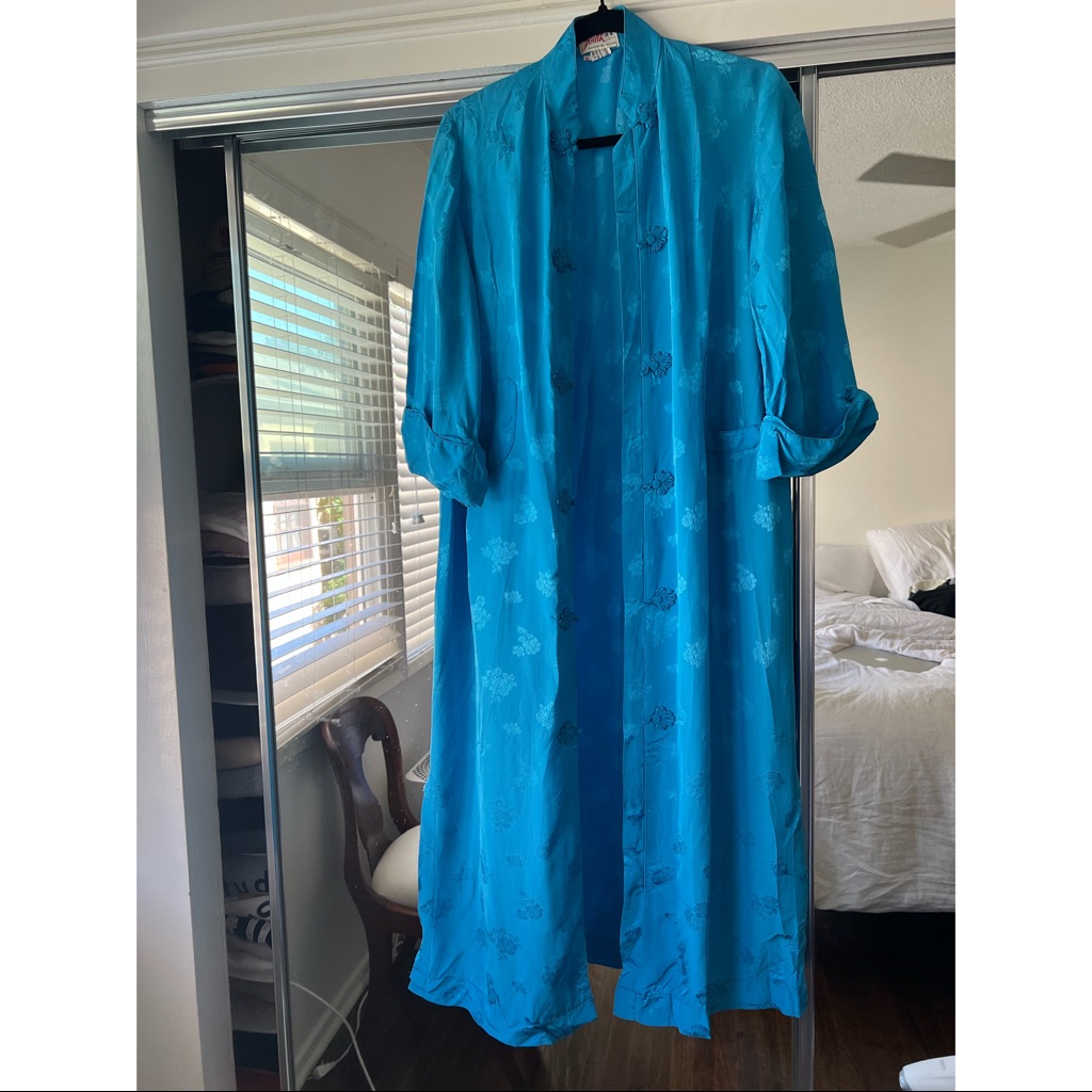 Blue Oriental Silk Robe